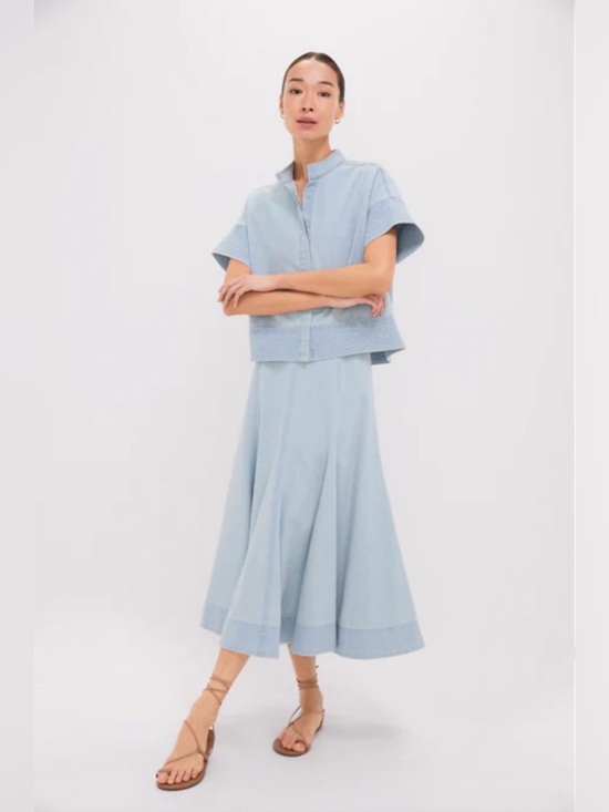 Tuckernuck Light Wash Blue Denim Brynn Panelled Maxi Skirt Size:0 NWT - Picture 6 of 10